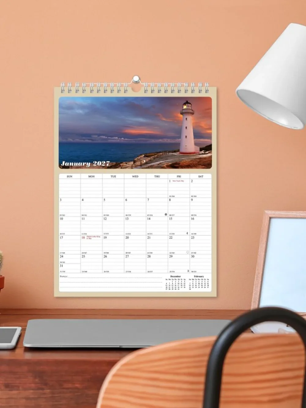 2027 Wall Calendar Spiral-bound Twin - 12 Months Planner 8.5
